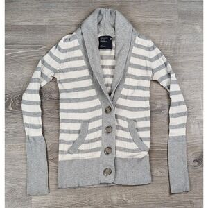 American Eagle Outfitters Stripe Sweater S Button Shawl Collar‎ Cardigan Bella
